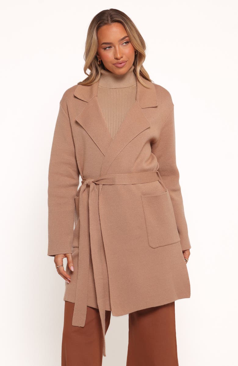Petal & Pup Corio Tie Waist Coatigan, Alternate, color, Tan