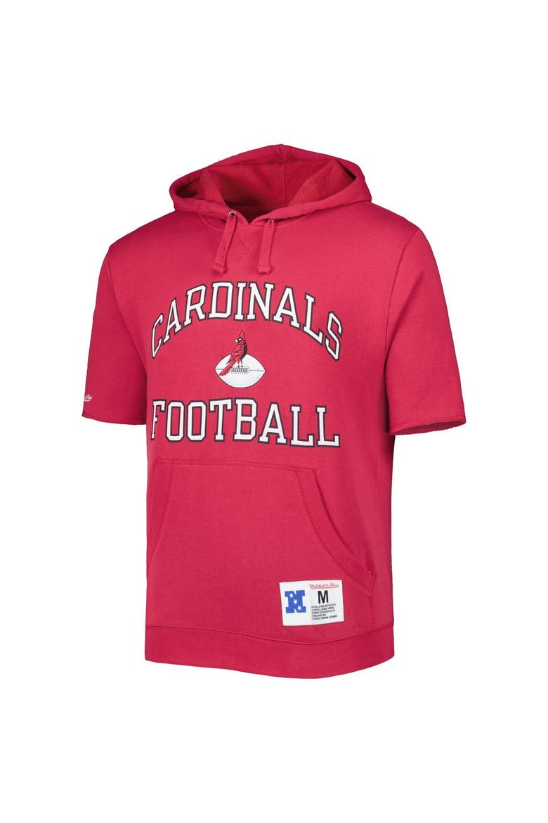 Men's Mitchell & Ness Cardinal Arizona Cardinals Washed Short Sleeve Pullover Hoodie, Alternate, color, Cardinal
