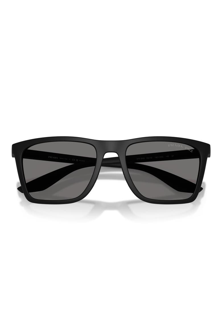 56mm Polarized Pillow Sunglasses, Alternate, color, MATTE BLACK / DARK GREY POLAR