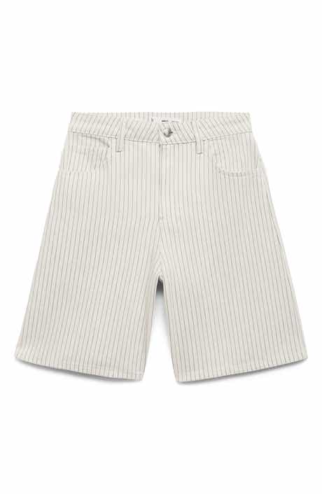 MANGO High Waist Denim Bermuda Shorts