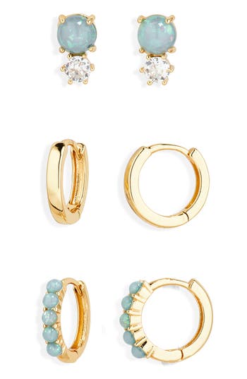 Leith 3-pack Faux Opal & Cz Earrings