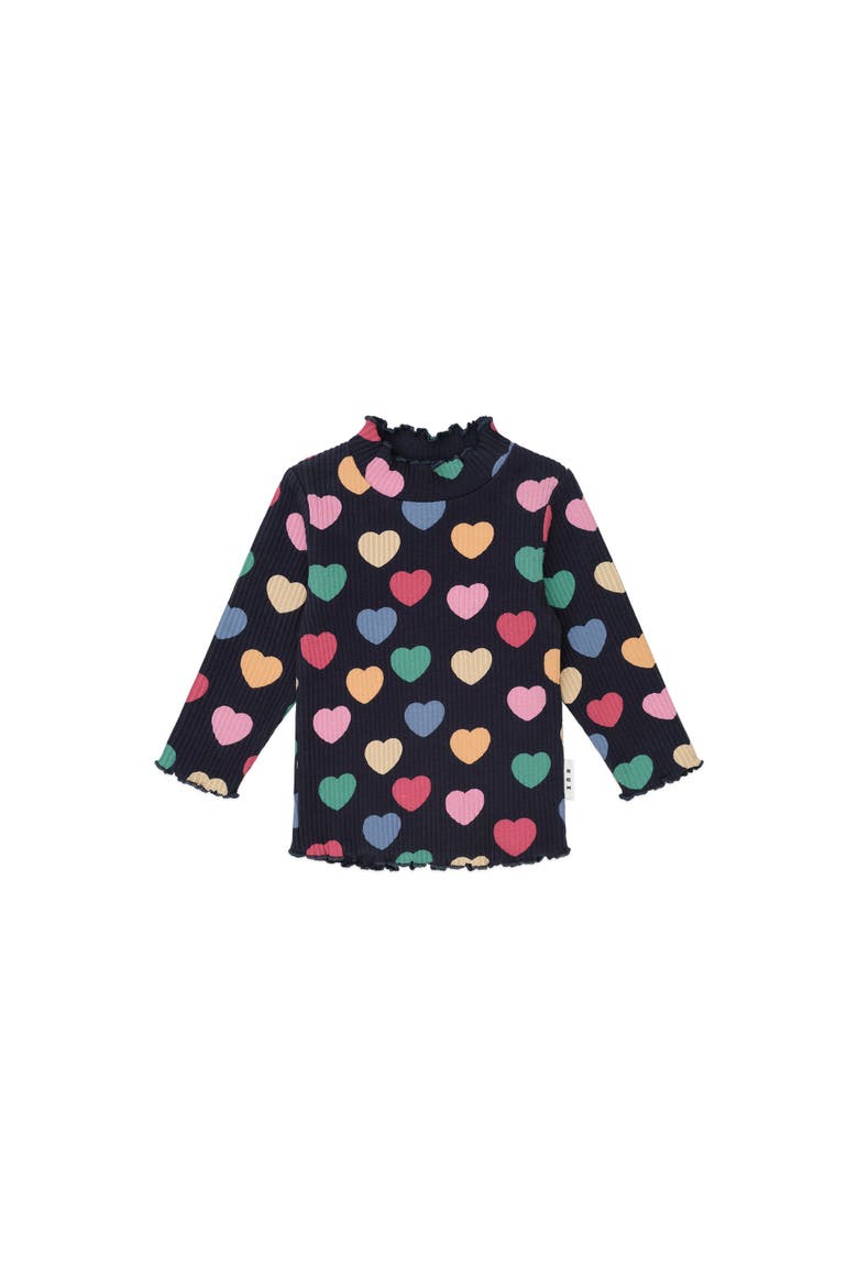 Multi Hearts Rib Skivvy, Main, color, Navy Multi