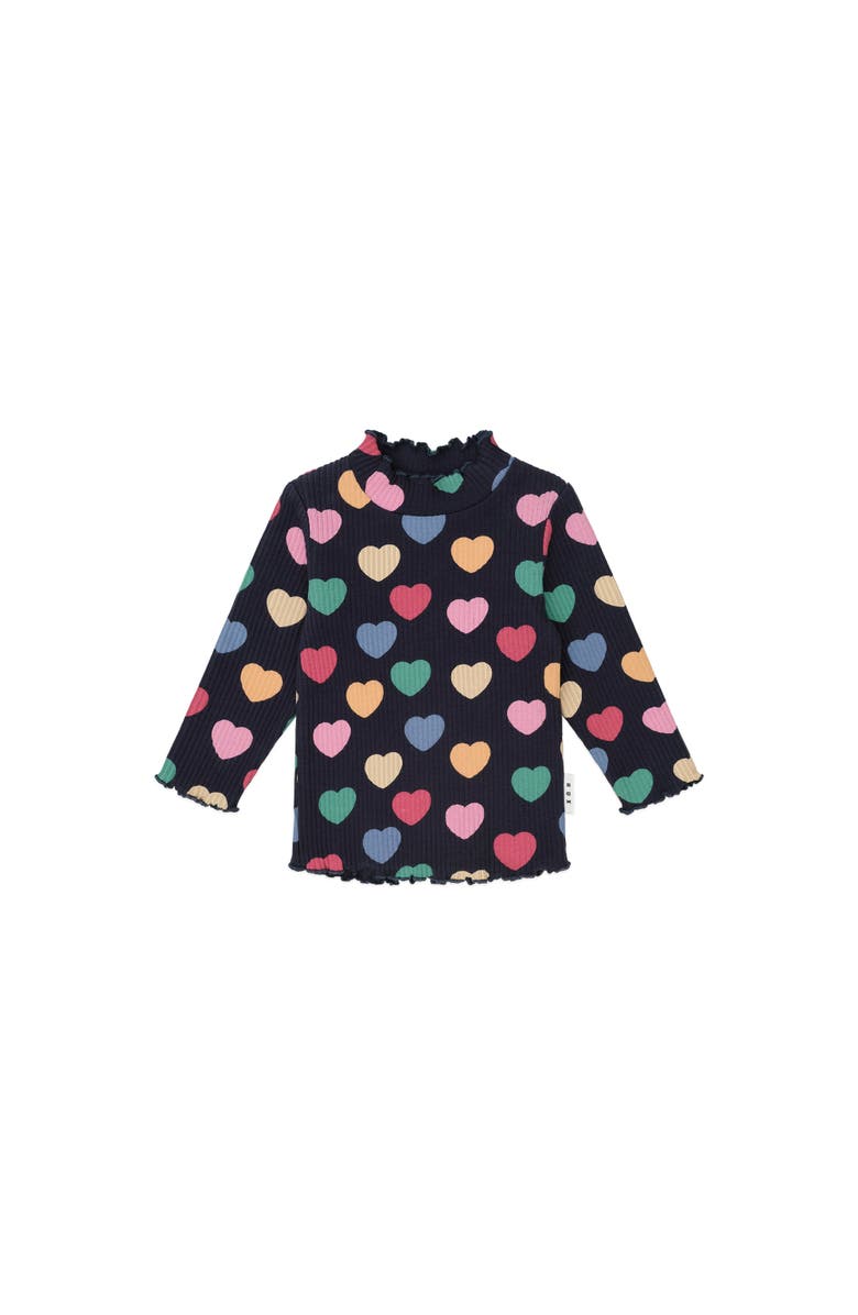 Huxbaby Multi Hearts Rib Skivvy, Main, color, Navy Multi