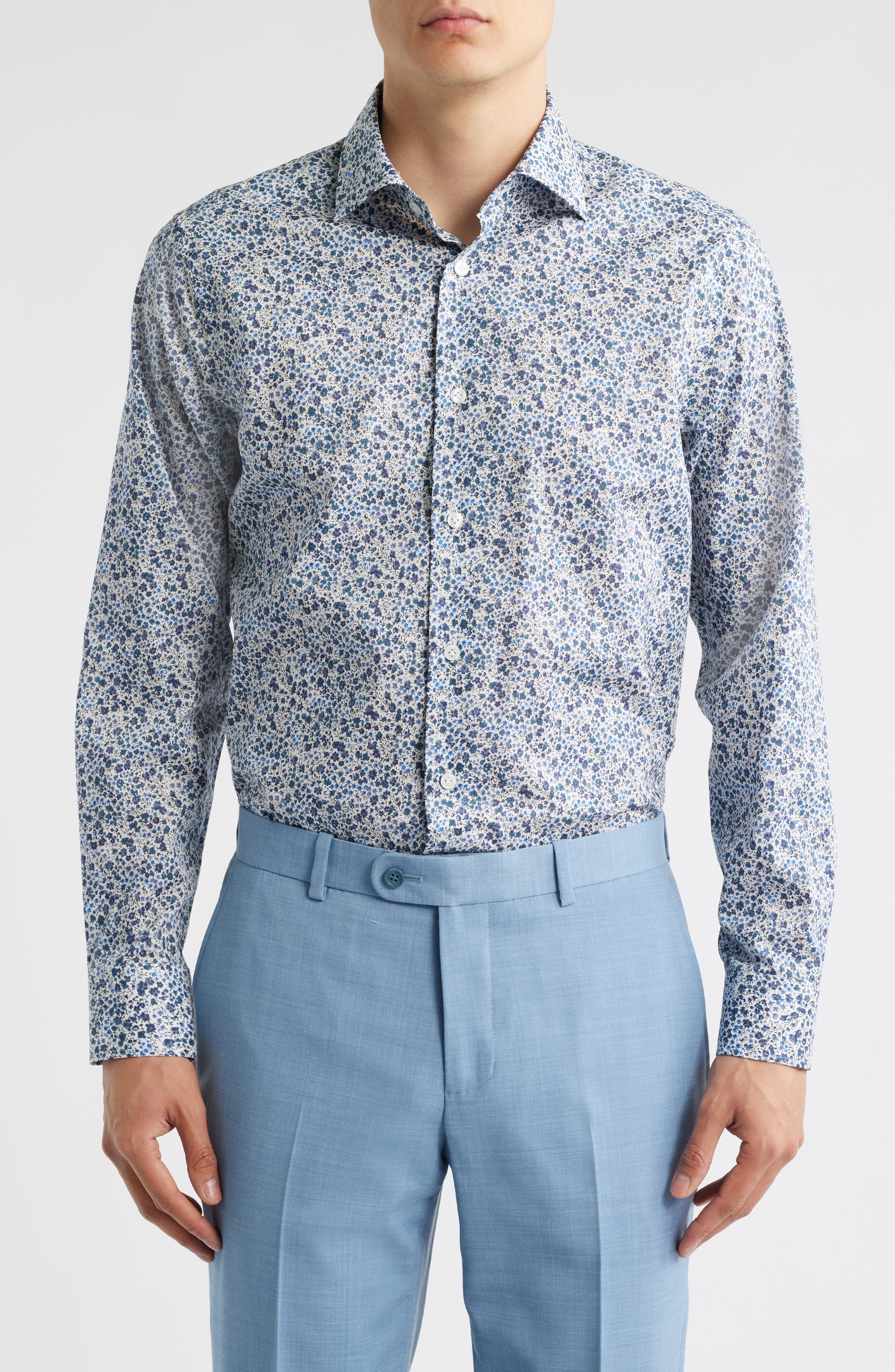 Jack Victor Laurendeau Floral Cotton Button-Up Shirt