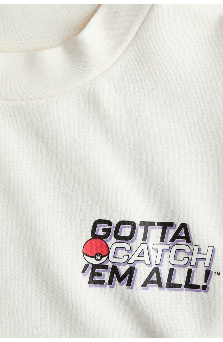 H&M Printed sweatshirt, Alternate, color, Cream/Pokémon
