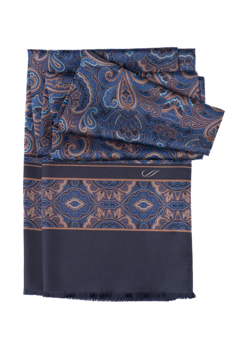 Ferrara - Silk Scarf for Men, Main, color, Blue and Brown