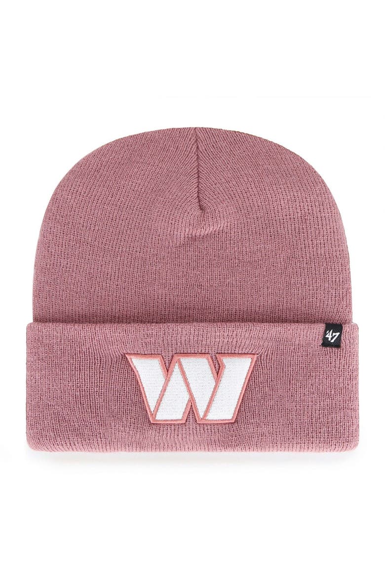 Women's '47  Pink Washington Commanders Haymaker Cuffed Knit Hat, Main, color, Pink