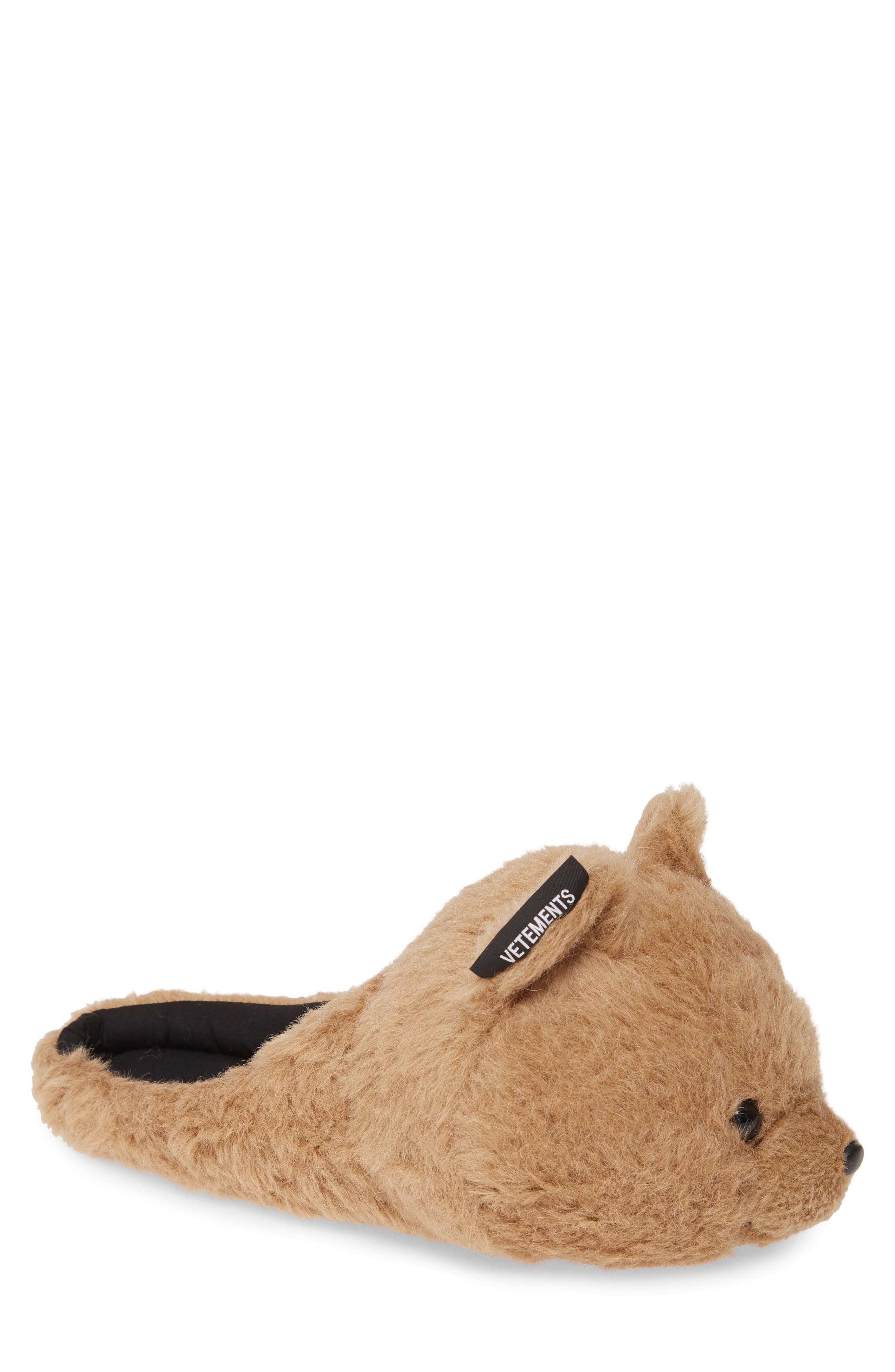 VETEMENTS Faux Fur Bear Slipper, Main, color, 