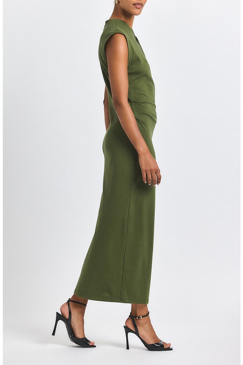 Evelise Embelllished Twist One-Shoulder Cotton Dress, Alternate, color, FATIGUE