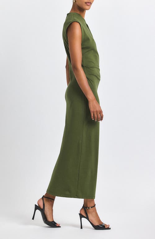 Derek Lam 10 Crosby Evelise Embelllished Twist One-shoulder Cotton Dress In Green