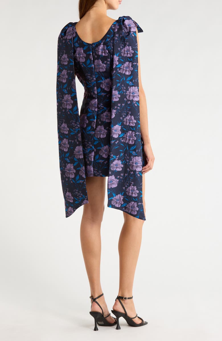 SUGARLIPS Nicole Floral Jacquard Bow Minidress, Alternate, color, Navy-Multi