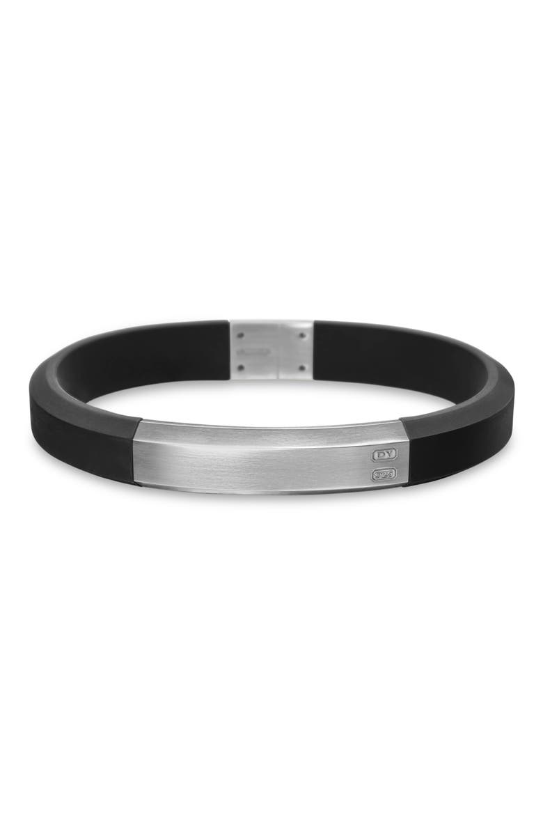 Streamline ID Black Rubber Bracelet, Alternate, color, STERLING SILVER/ BLACK