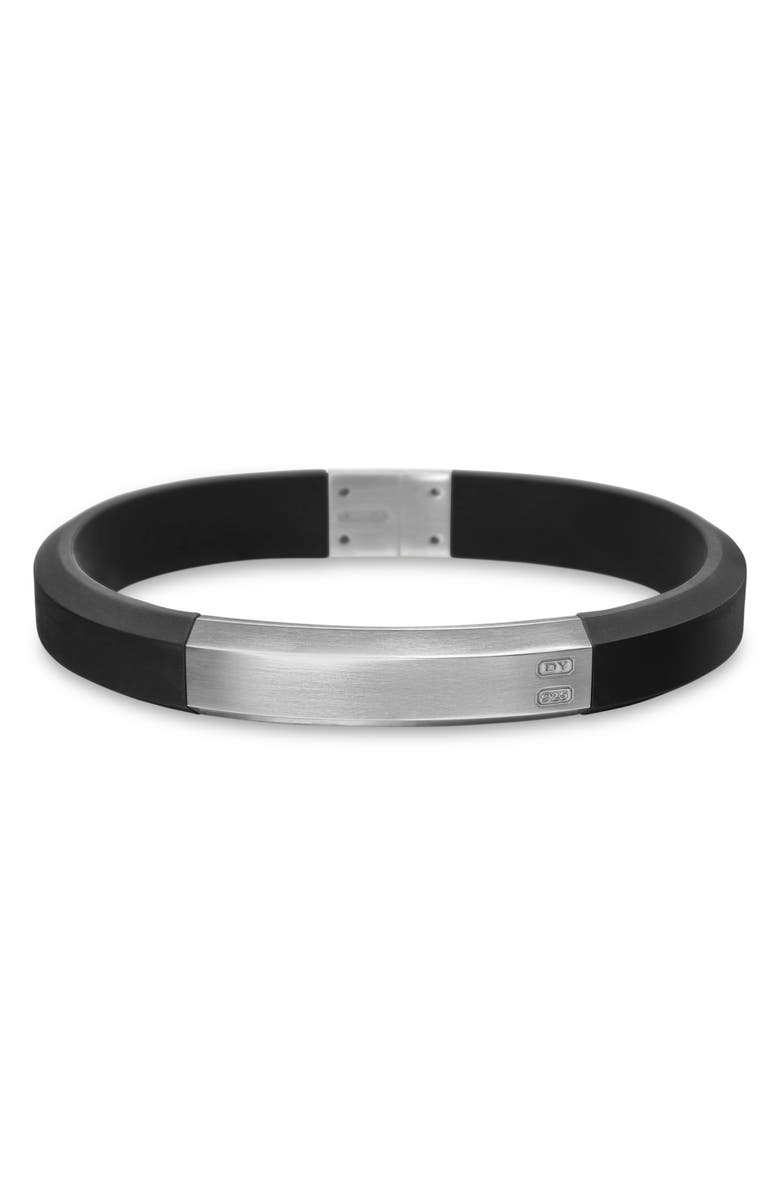 David Yurman Streamline ID Black Rubber Bracelet, Alternate, color, Sterling Silver/ Black