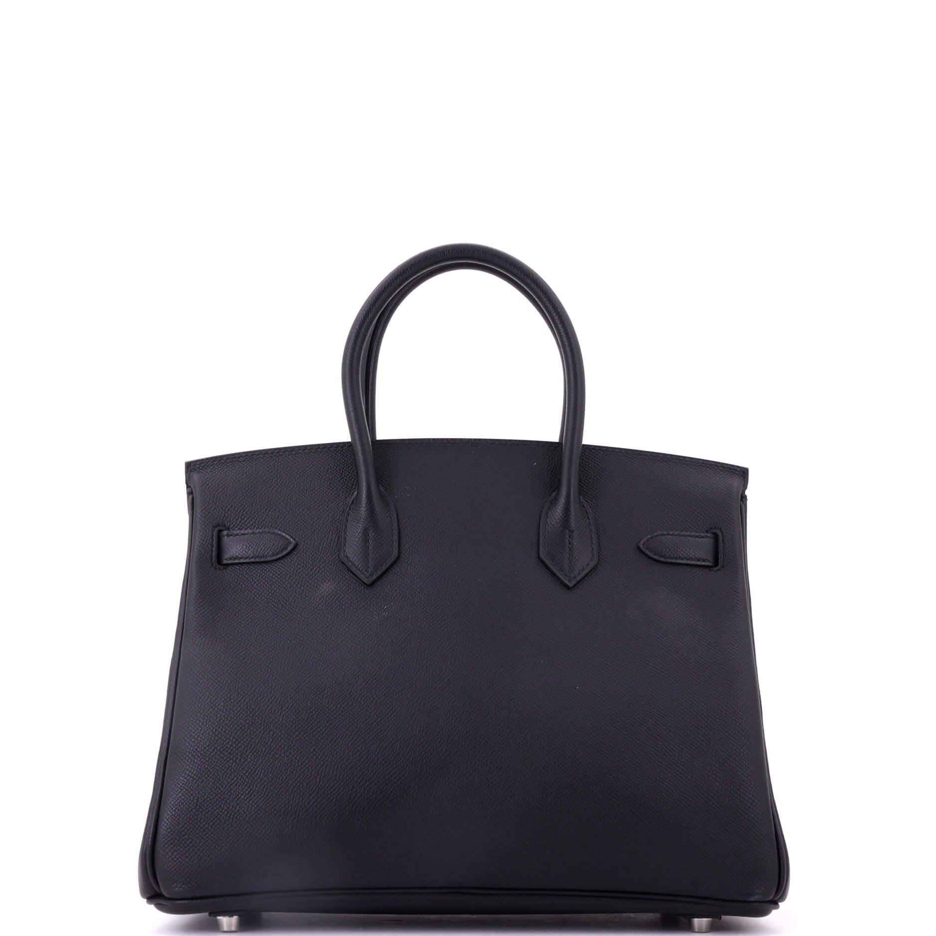 Pre-Owned Hermes Birkin Handbag Black Epsom with Palladium Hardware 30, Alternate, color, Noir