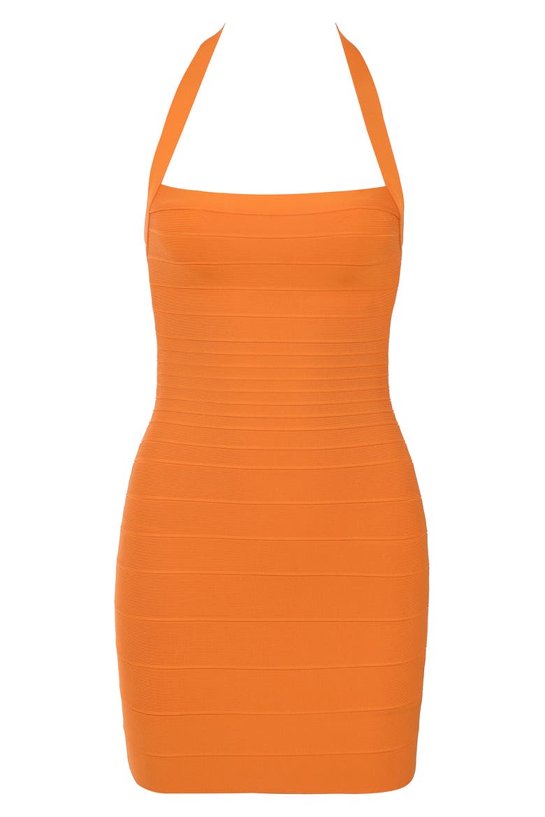 The Silhouette Halter Neck Bandage Minidress, Alternate, color, TANGERINE