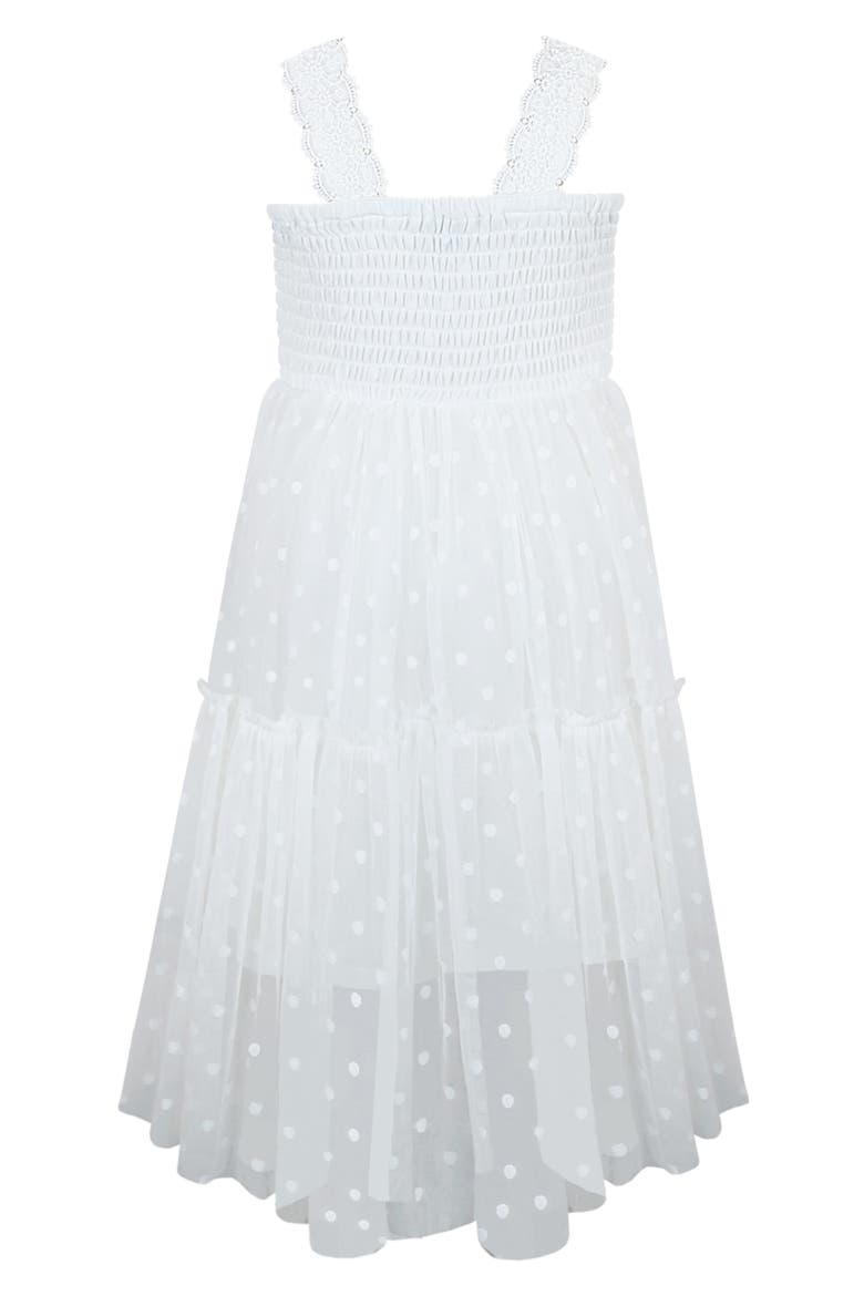 Kids' Clip Dot Chiffon High-Low Dress, Alternate, color, IVORY
