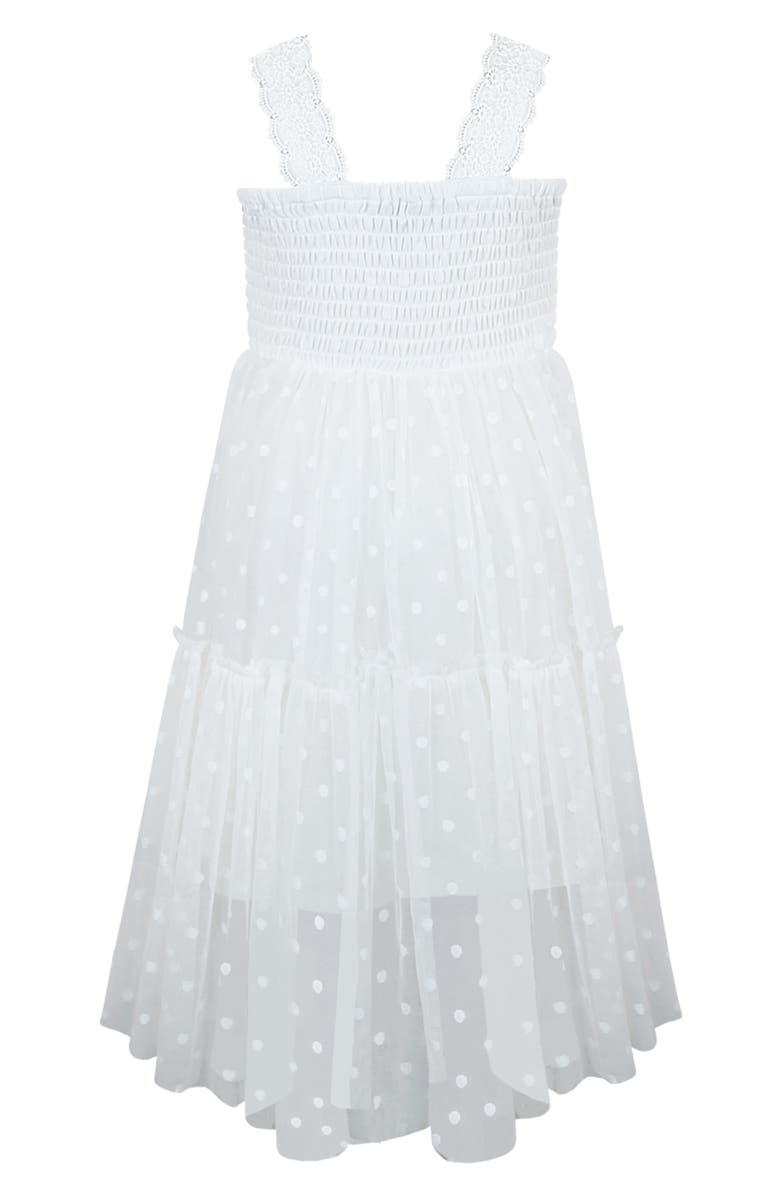 Zunie Kids' Clip Dot Chiffon High-Low Dress, Alternate, color, Ivory
