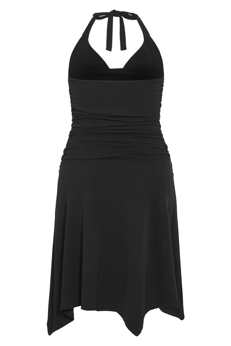Amber Handkerchief Hem Halter Dress, Alternate, color, BLACK