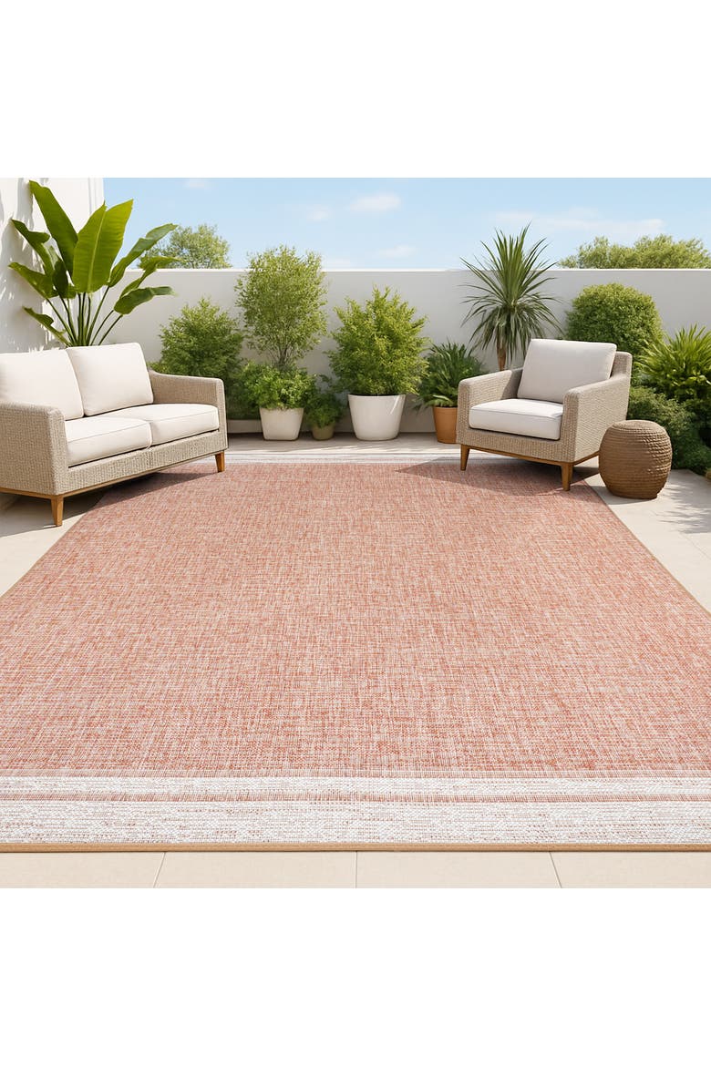 Alda Modern Minimalist Mingled Solid Indoor/Outdoor Area Rug, Alternate, color, Salmon/Cream