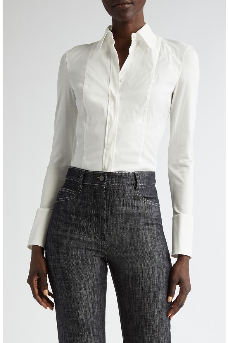 Mixed Media Button-Up Shirt, Main, color, CREAM