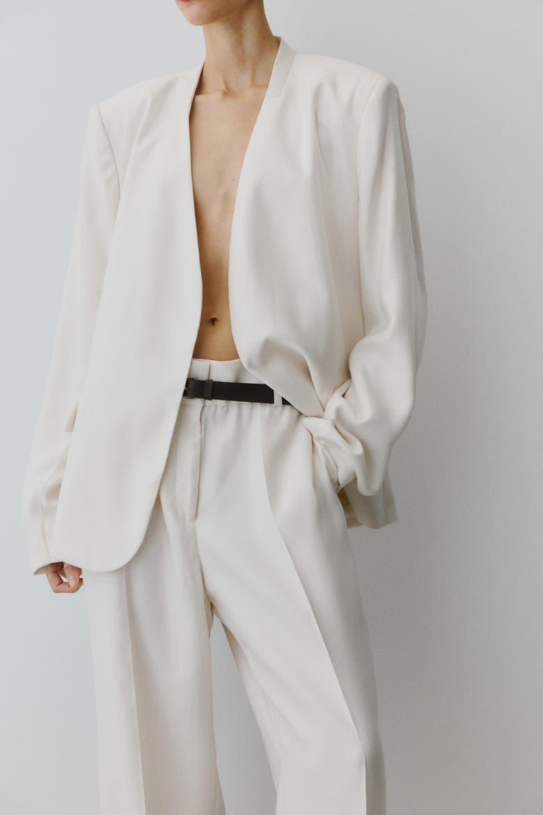 Belted Tailored Trousers, Alternate, color, Cream