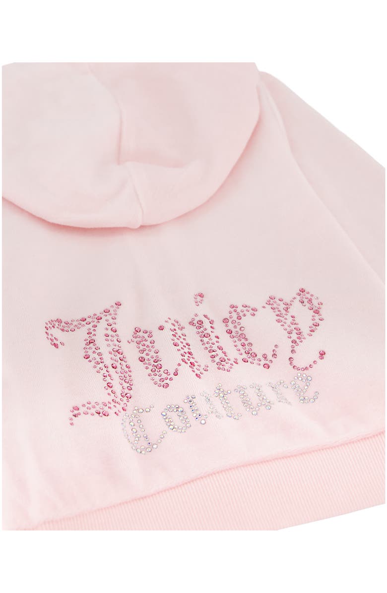 Juicy Couture Kids' Crystal Embellished Velour Zip-Up Hoodie & Joggers Set, Alternate, color, Pink