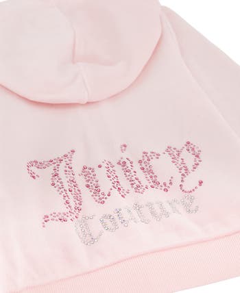 Kids' Crystal Embellished Velour Zip-Up Hoodie & Joggers Set