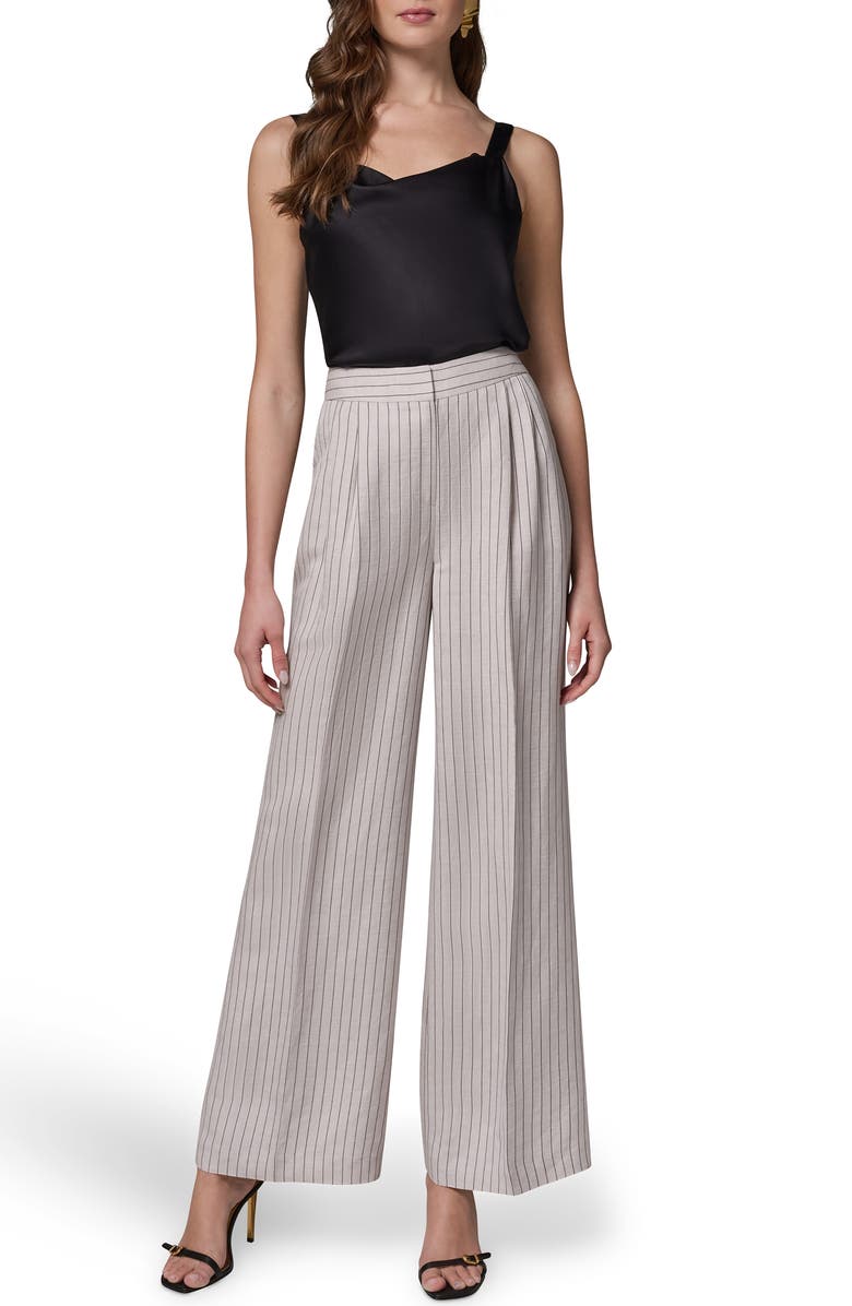 Donna Karan New York Mid Rise Wide Leg Pinstripe Pants, Alternate, color, 