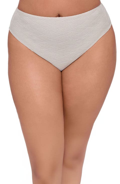 Smoothing and Sculpting Basket Weave High Leg High Rise Bikini Swimsuit Bottoms