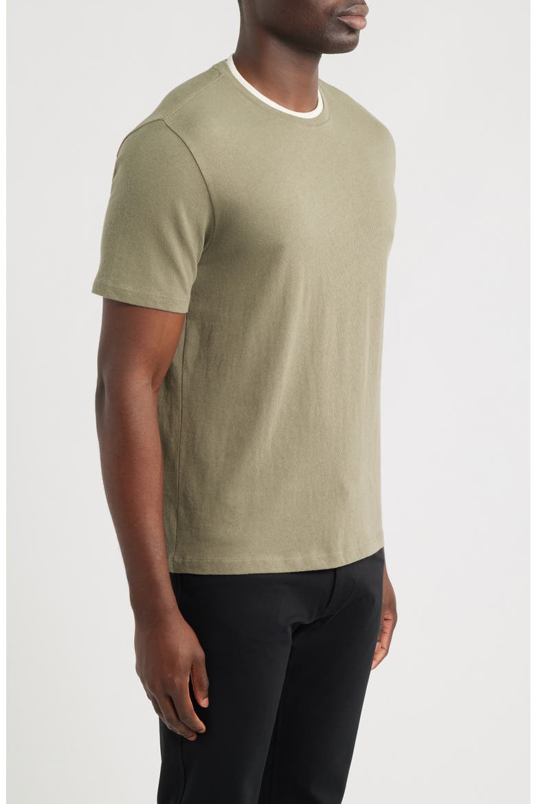 Loose Knit Double Collar Crewneck T-Shirt, Alternate, color, SAGE/ BLANCO