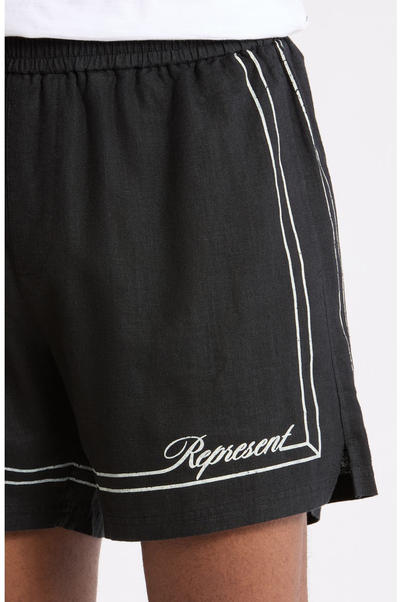 Border Stripe Cotton Shorts, Alternate, color, JET BLACK