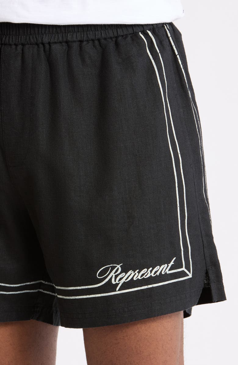 Represent Border Stripe Cotton Shorts, Alternate, color, Jet Black