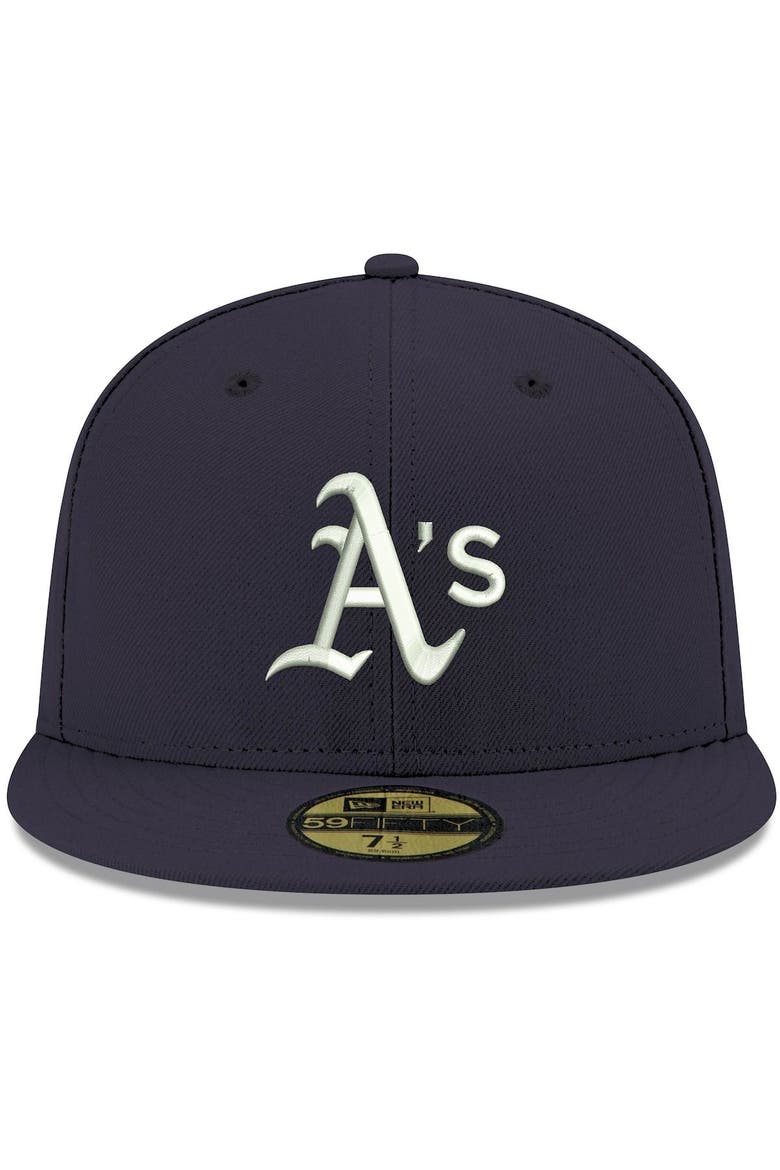Men's New Era Navy Oakland Athletics White Logo 59FIFTY Fitted Hat, Alternate, color, Navy