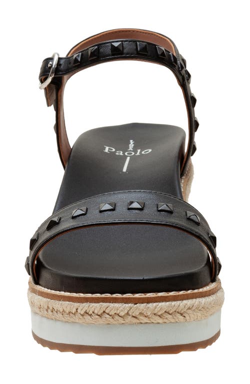Linea Paolo Vichi Ankle Strap Espadrille Platform Wedge Sandal In Black