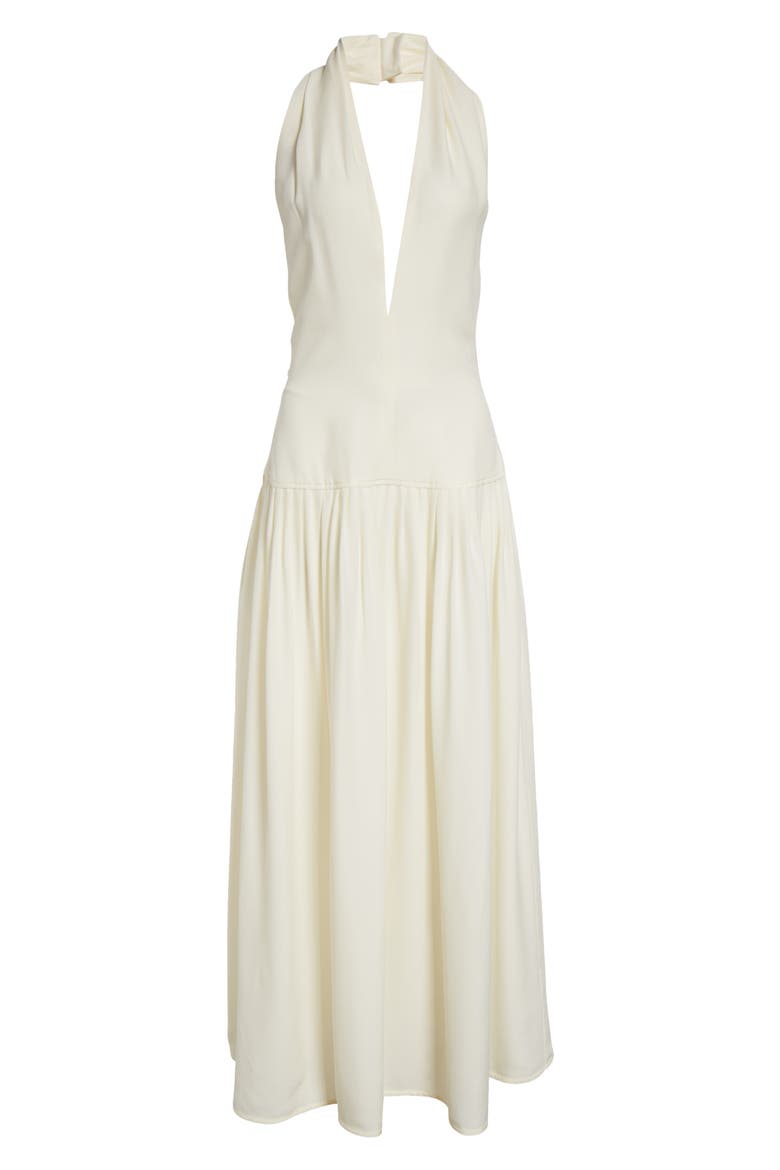 Tala Drop Waist Halter Georgette Maxi Dress, Alternate, color, CREAM
