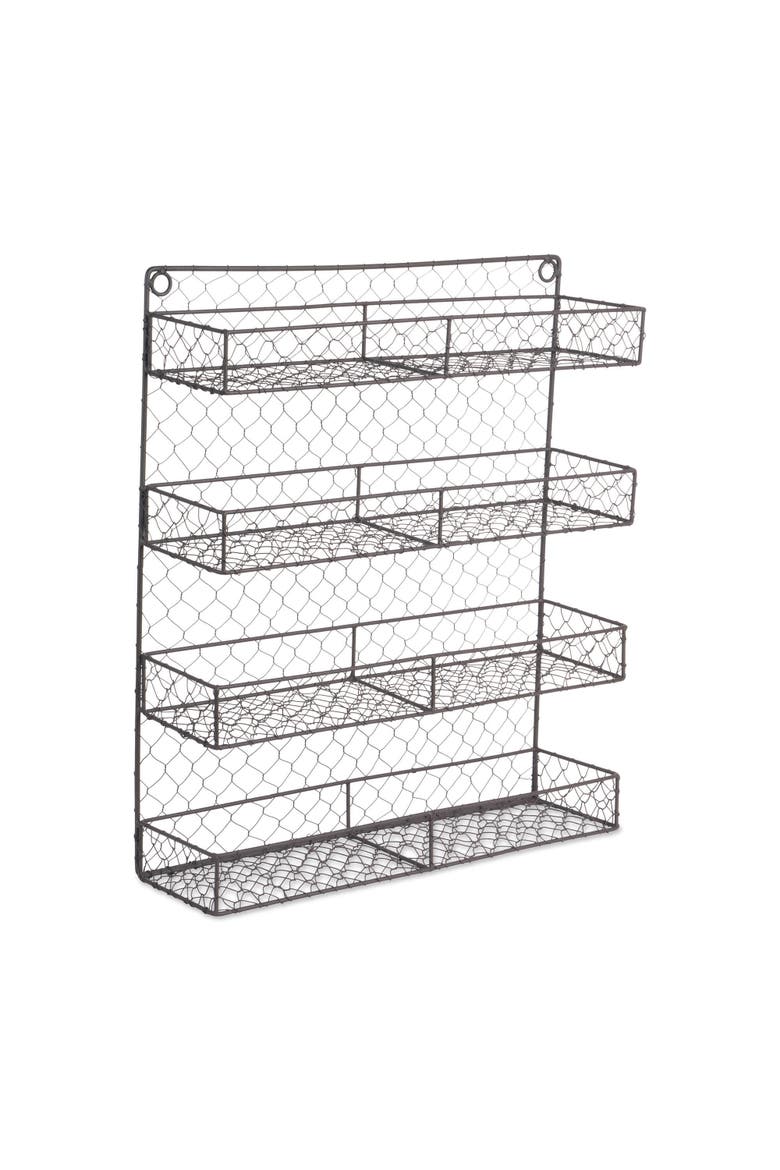 Double Wide 4 Row Chicken Wire Spice Rack, Alternate, color, Black