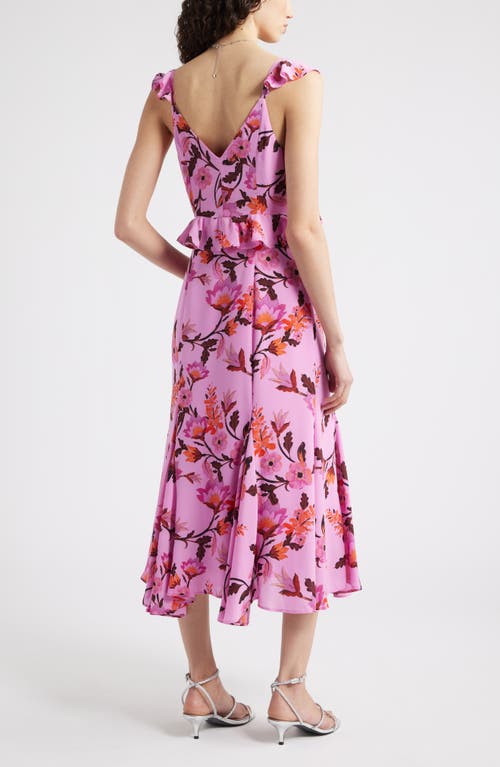 Chelsea28 Floral Print Ruffle Midi Dress In Pink