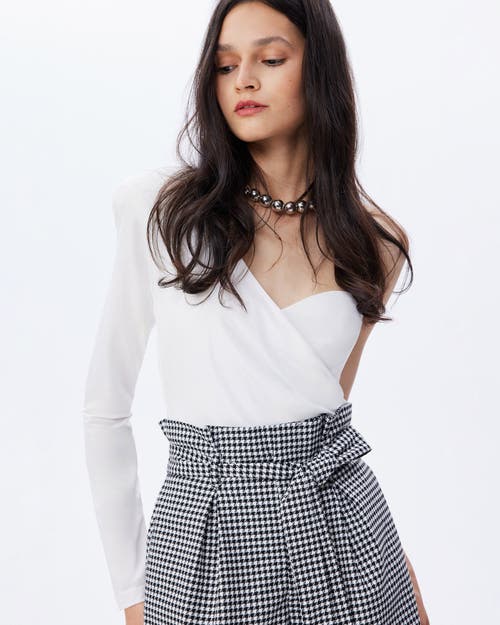 Theo The Label Erato Paper Bag Houndstooth Short In Black/white