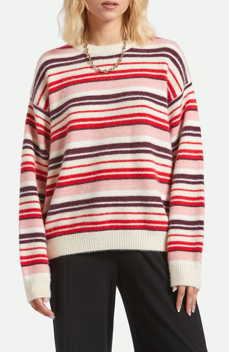 Brixton Cozy Stripe Crewneck Sweater, Main, color, 