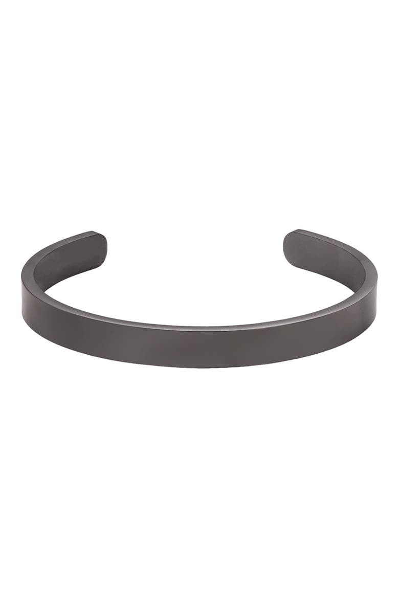 Men's Tarnish Resistant Cuff Bracelet, Main, color, BLACK