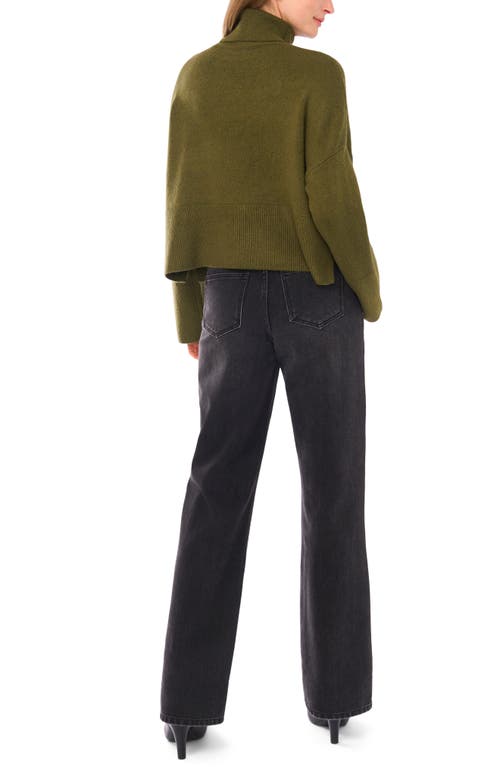 Parker Turtleneck Crop Sweater In Green