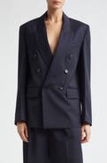 Victoria Beckham Tailored Double Breasted Check Wool Blend Jacket