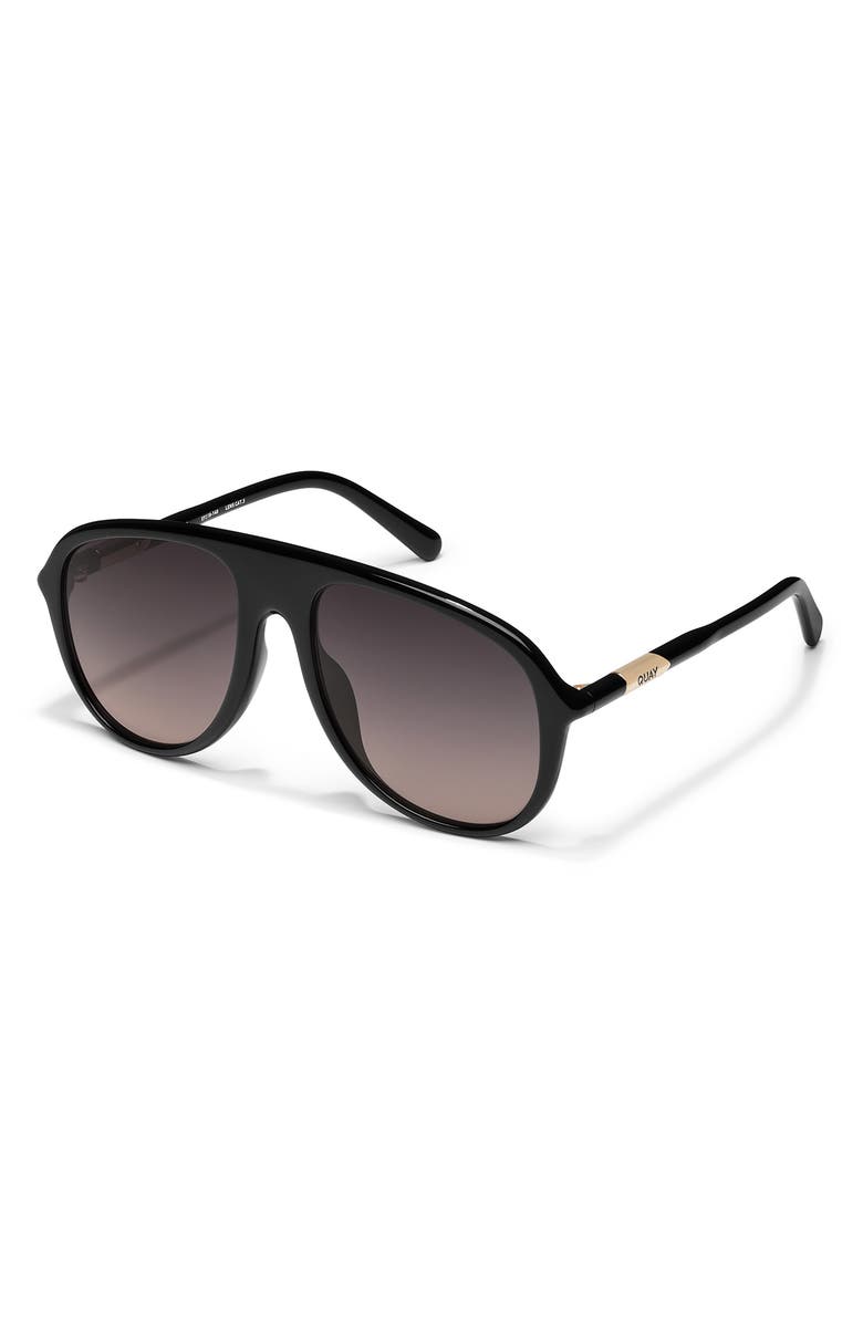 QUAY Chart Topper 54mm Aviator Sunglasses, Alternate, color, Black/ Smoke Taupe