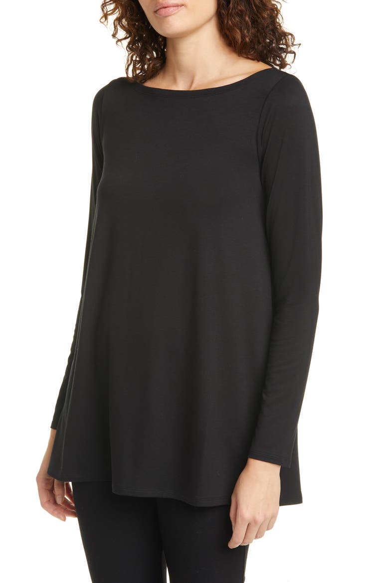 Bateau Neck Tunic, Main, color, BLACK