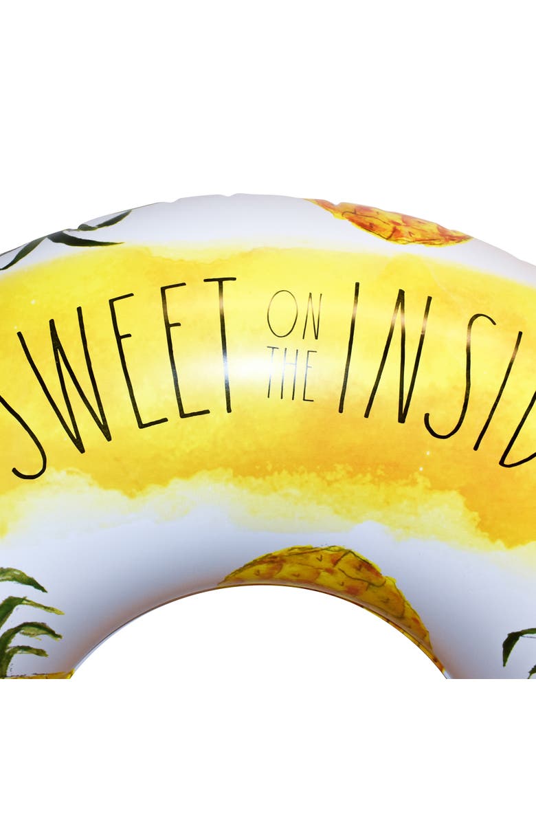 Rae Dunn Sweet On The Inside 48 Inch Ring Float Pineapple Inflatable Jumbo Tube, Alternate, color, Multicolored
