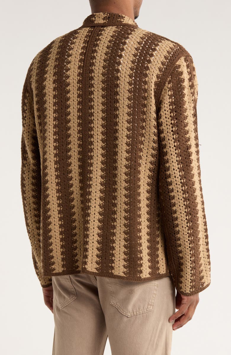 TRUTH Crochet Long Sleeve Button-Up Sweater, Alternate, color, Chocolate Combo