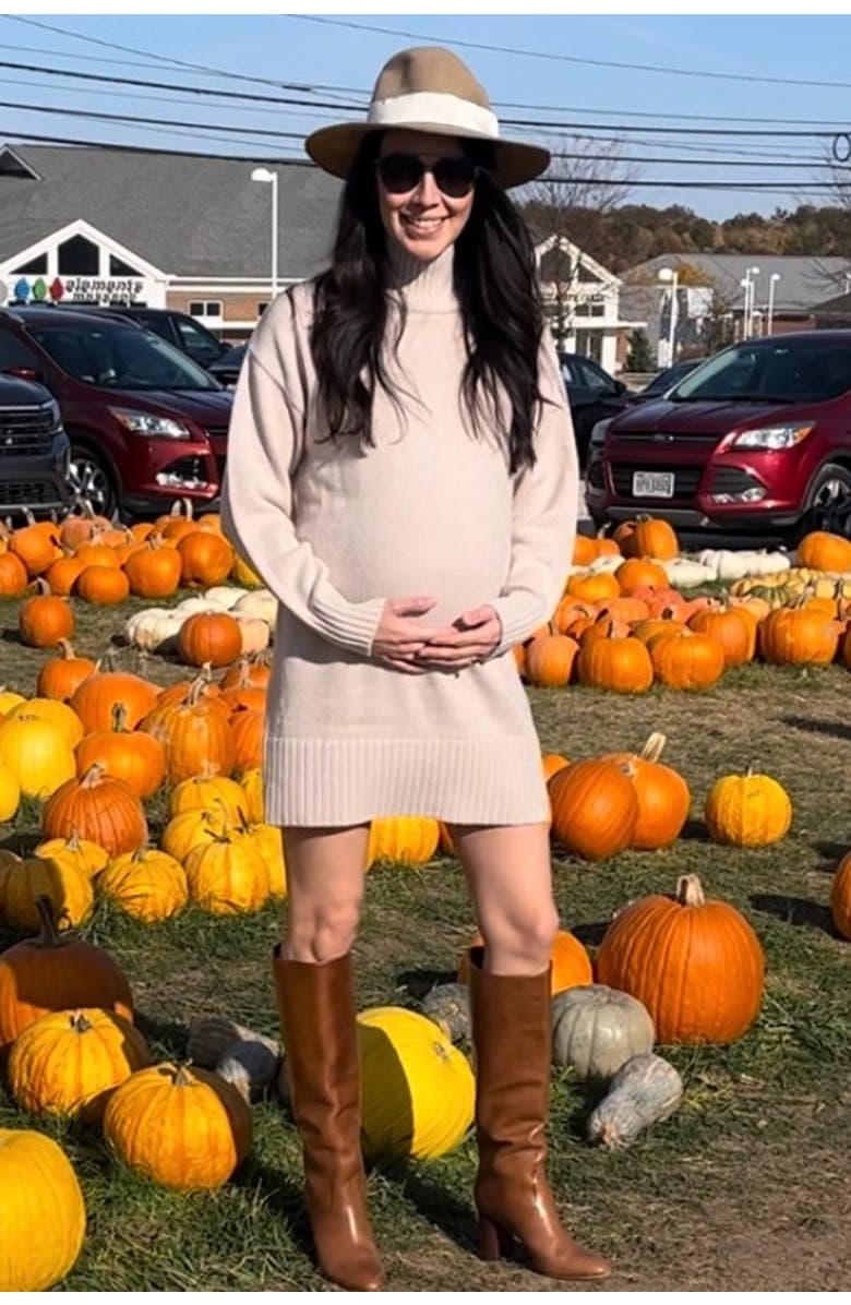 PinkBlush Turtle Neck Mini Sweater Dress, Alternate, color, Beige