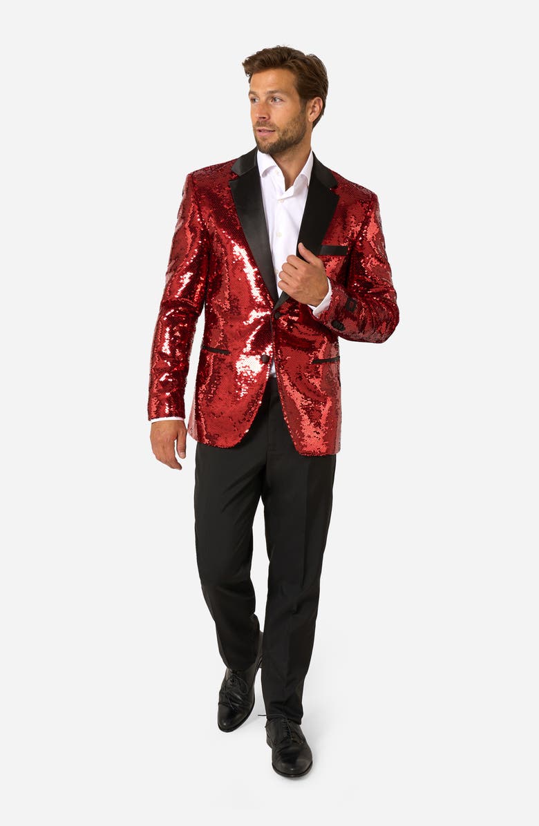 OppoSuits Radiant Red Sequin Embellished Dinner Jacket, Alternate, color, Red