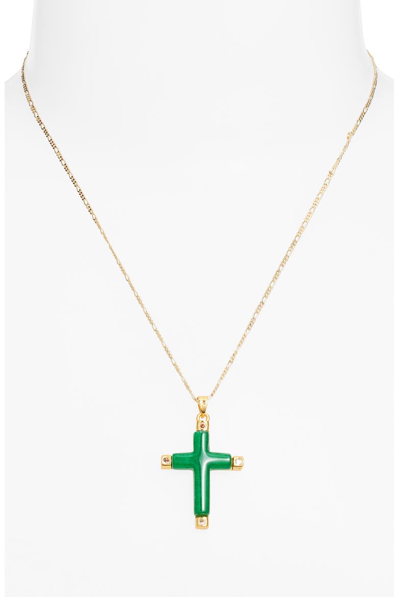 Donatello Jade Cross Necklace, Alternate, color, GOLD