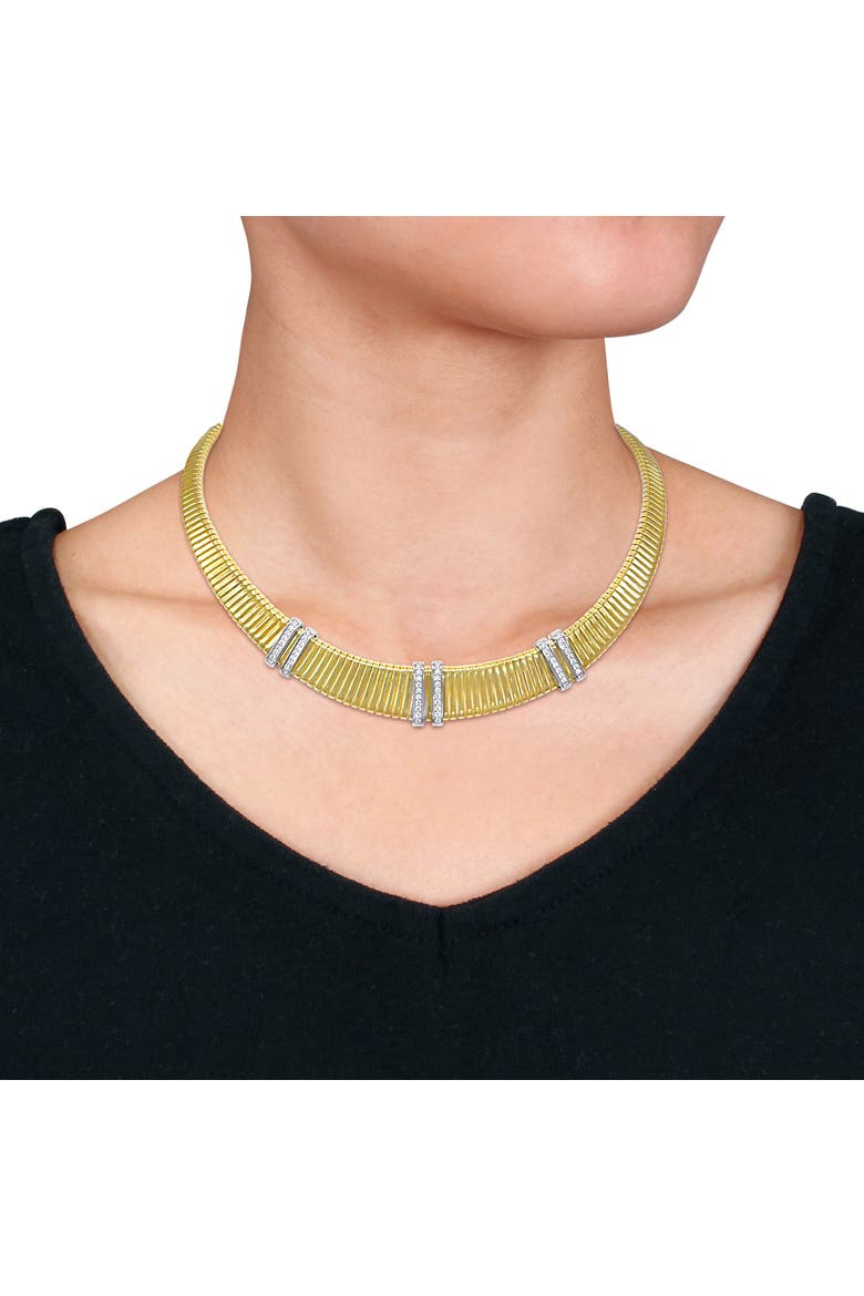 Cubic Zirconia Omega Station Necklace, Alternate, color, Yellow-Plated